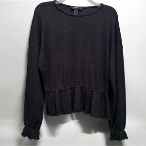 Forever 21 Plus Size Black Waffle Knit Top size 0X